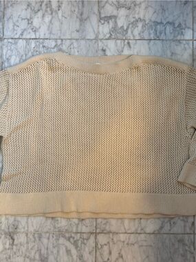 Old Navy Women's Cream Knit Sweater - Lightweight Open Weave